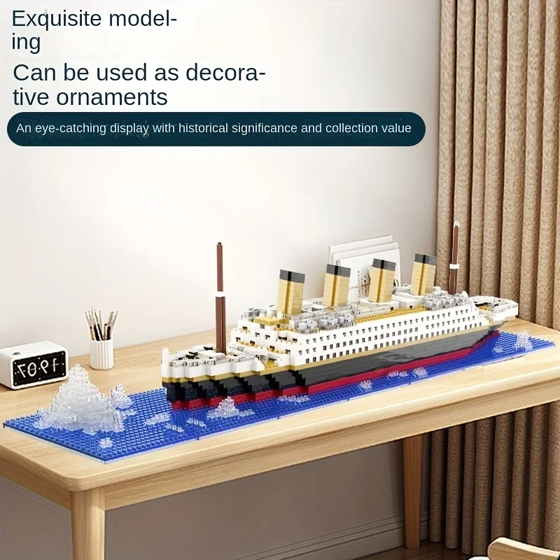 Model Kit Titanic - เรือสำราญไททานิคบล็อกตัวต่อตัวต่อชิ้นเล็กเป็นคู่ชายและหญิงของขวัญตกแต่งบูติก